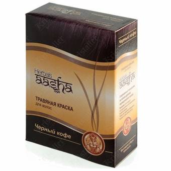 Травяная краска для волос на основе индийской хны, Aasha Herbals, чёрный кофе Травяная краска для волос на основе индийской хны, Aasha Herbals, чёрный кофе