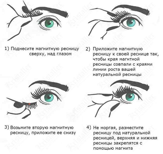 Магнитные накладные ресницы на двух магнитах